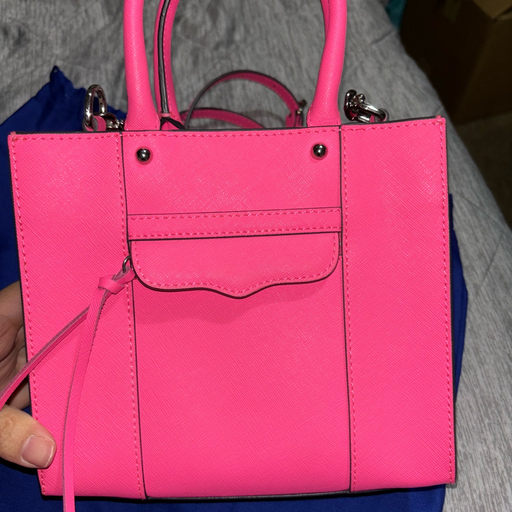 Rebecca Minkoff Neon Pink Mini Tote With Crossbody Strap